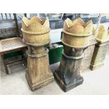 Pair of large turret top chimney pots