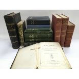 A collection in two boxes of antique books on a variety of subjects including British Birds, The Lif