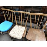 A set of four Ercol chairs in need of restoration. And one other chair l