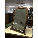 A Mahogany dressing mirror with folding stand supp