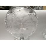 A2 cut Crystal table lamps one with etched decorat