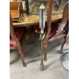A vintage brass body stick barometer with gimble w