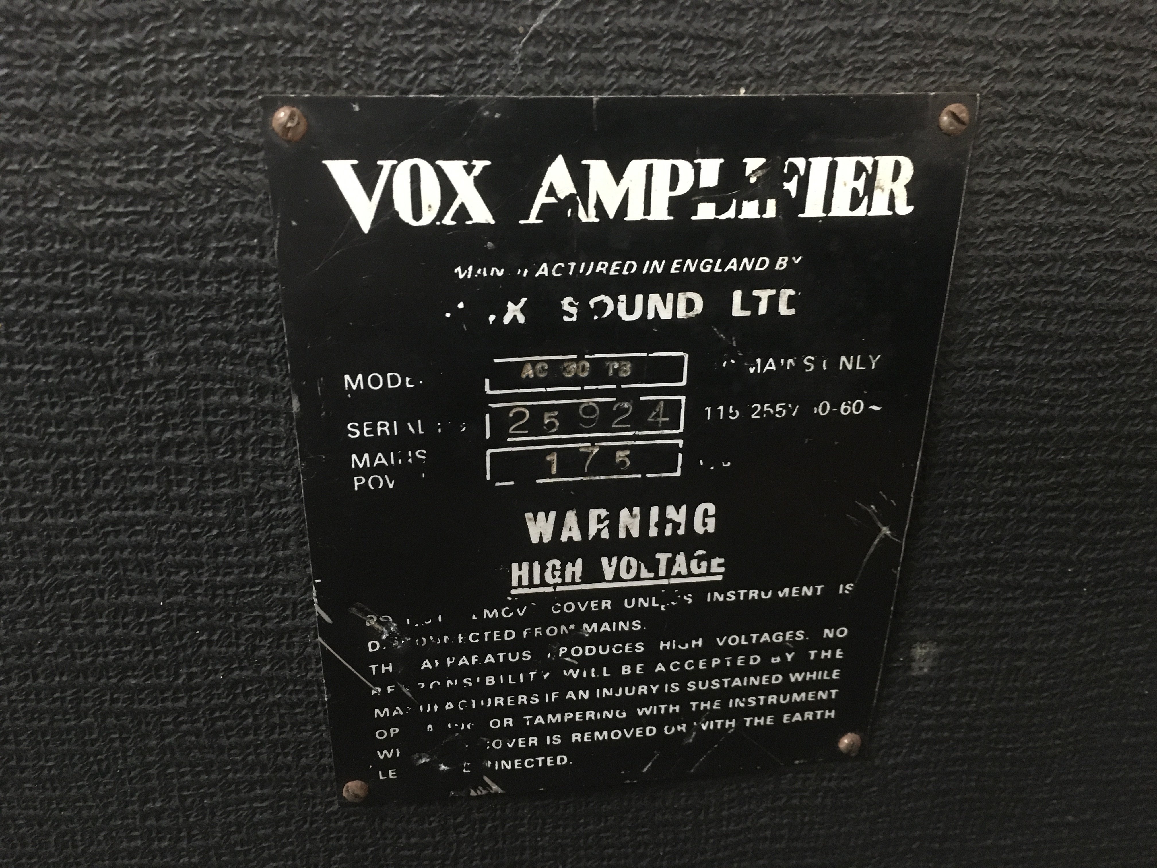 A Vox AC30 guitar amplifier, serial number 25924. - Image 3 of 5