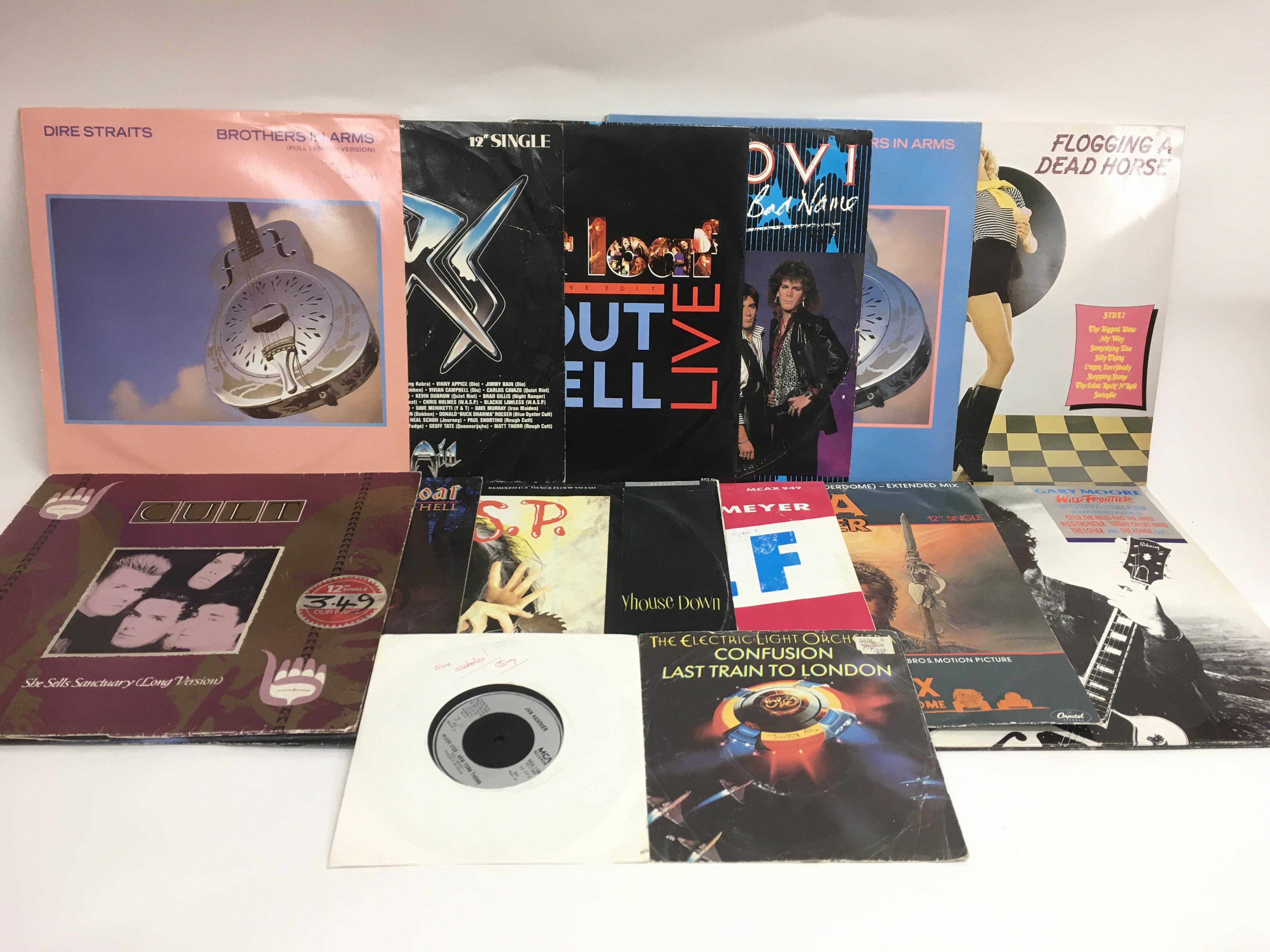 A collection of mainly rock LPs and 12inch singles