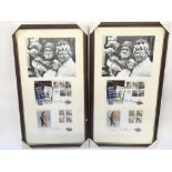 Two framed and glazed signed First Day Cover displ