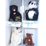 4 X Boxed Steiff bears including Panda. Ralph. Pol