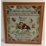 A Victorian framed sampler by Mabel Lilian Agas, X
