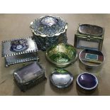 A collection of seven small trinket and pill boxes