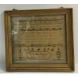 A gilt framed Victorian childâ€™s sampler by Franc