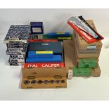 A collection of boxed engineers tools.