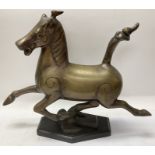 A brass Chinese horse sculpture, no reserve. The measurements are 36cm x 29cm