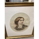 A large framed portrait of a young lady, measuring 76cm x 87cm.