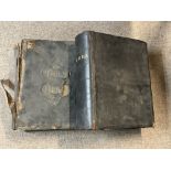 A large leather bound family bible (poor condition) together with a leather bound King James bible -