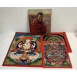 2 Tibetan hand painted mandalas, painting of Bodhi