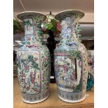 A pair of large Cantonese porcelain vases. Measuri