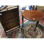 A two tier oak folding stand and a small mahogany