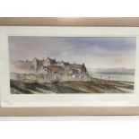 A framed and glazed watercolour of Ravenglass in t