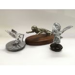 Three car mascots comprising a Spirit Of Ecstasy,