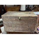 A small pine chest measuring 55cm x 33cm x 31.5cm.