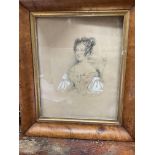 A maple framed study of a girl signed by Henry Bulmer, dated 1837 with the address 25 Newman Street.