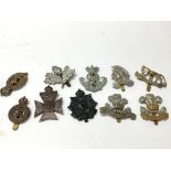 10 British Army cap badges.