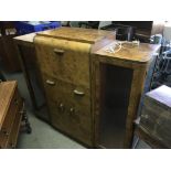 An Art Deco cocktail cabinet, approx 140cm x 125cm x 43cm.