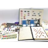 A collection of various stamps including a number of penny reds and British pictorial stamps.