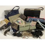 A large collection of vintage beaded bags, purses and beaded jewellery.