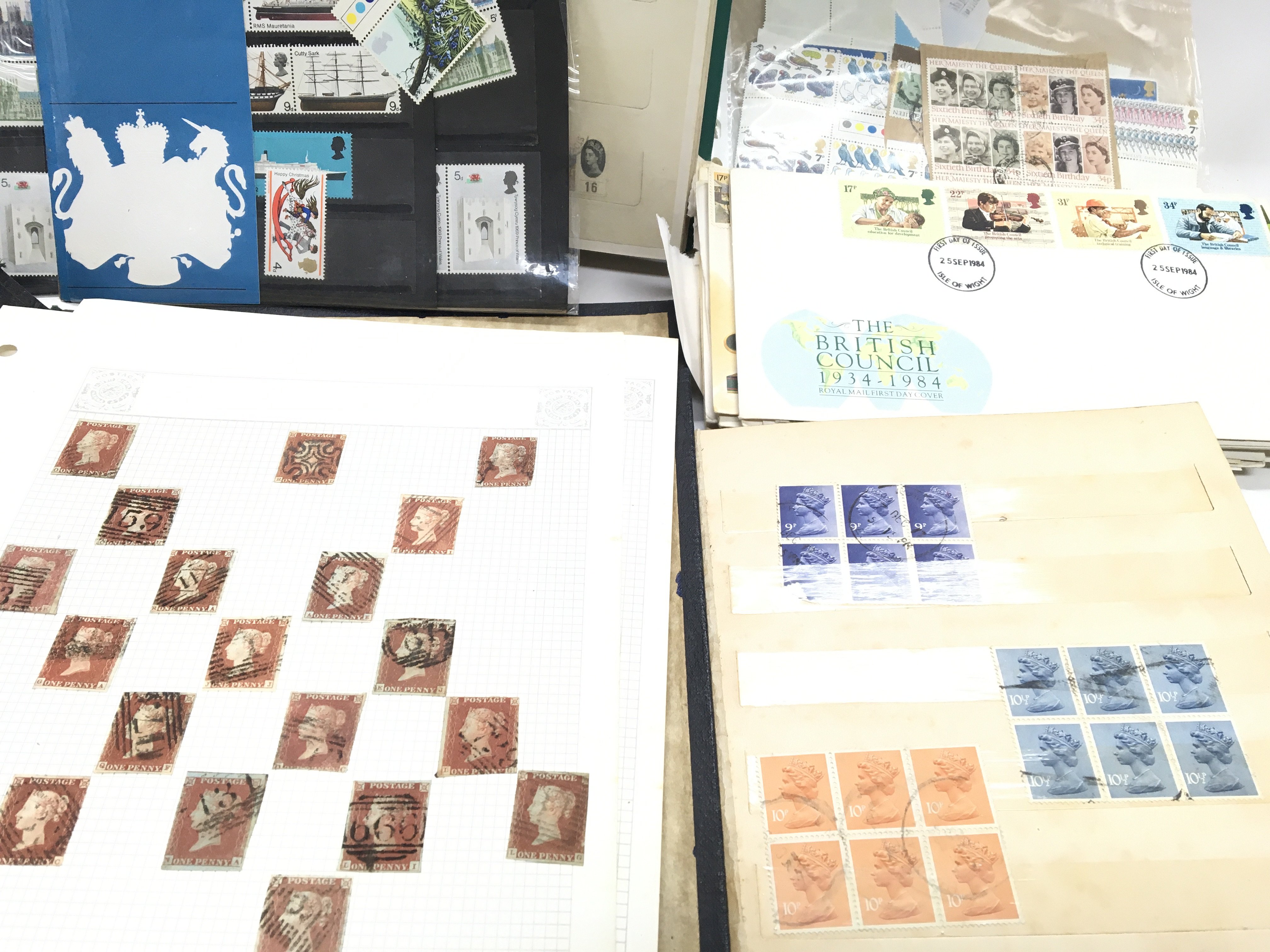 A collection of various stamps including a number of penny reds and British pictorial stamps. - Image 2 of 6