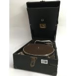 A cased HMV gramophone