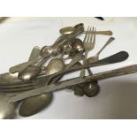 A collection of silver cutlery weight 350g