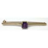 A 9ct gold amethyst set brooch.