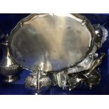 A box of silver plated ware various.