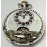 An unusual silver pocket watch in full working ord