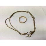 A 22 ct gold ring 3 grams and 9 ct gold necklace 5