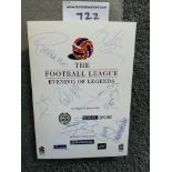 Football Legends Signed Menu: Signed to cover by attending guests Bertie Vogts, Rivellino, Leonardo,