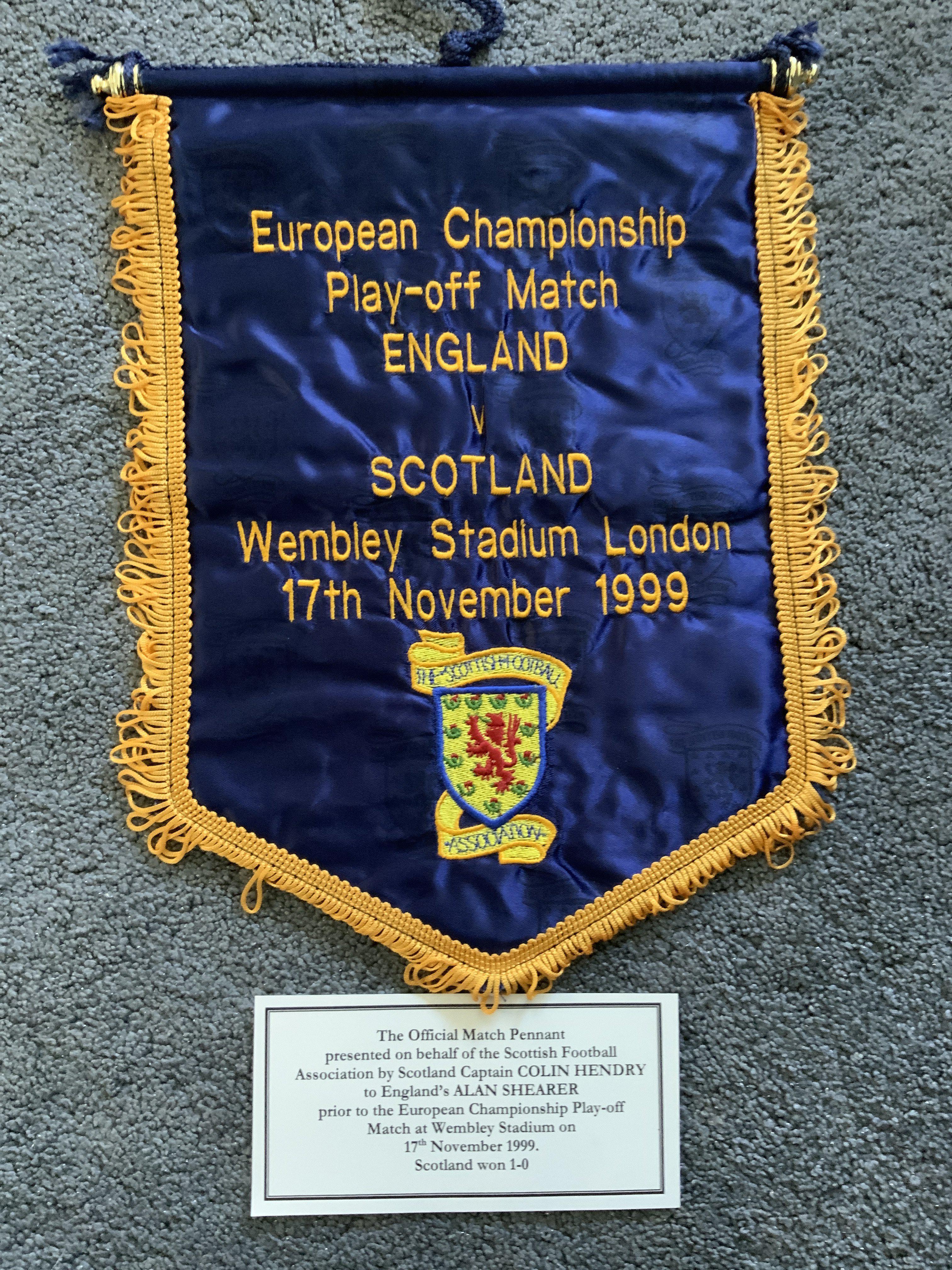 1999 England v Scotland Exchange Football Pennant: European Championship Play Off at Wembley on 17