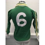 1978 Republic Of Ireland Match Worn Football Shirt: Green long sleeve ONeils number 6 shirt worn