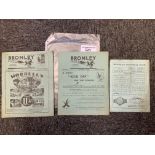 1930s Bromley v Walthamstow Avenue Football Programmes: 32/33 fair, 34/35 slight tear, 38/39