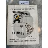 1939 FA Cup Semi Final Football Programme: Wolverhampton Wanderers v Grimsby Town played at