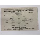 41/42 Fulham v Tottenham Football Programme: First team London War League single sheet in good
