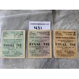 FA Cup Final Football Tickets: 1947 tiny bit out of corner, 1949 score written to back and 1950