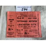 60/61 Tottenham v Leicester City Unused Football Ticket: Very good condition league match from the