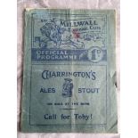 38/39 Millwall v Grimsby Town FA Cup Football Programme: Spine completely split with scuff and