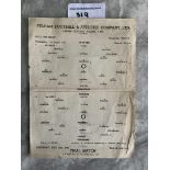 1948 Fulham Practice Match Football Programme: Single sheet dated 11 8 48 with pencilled writing.