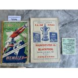 1948 FA Cup Final Programmes + Ticket: Official Blackpool v Manchester United programme has taped