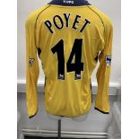Tottenham 2003/2004 Match Issued Football Shirt: Yellow long sleeve 3rd shirt made by Kappa with