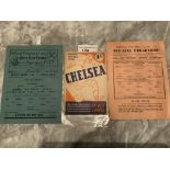 Chelsea 1940s Football Memorabilia: Away single sheet programmes at 43/44 Arsenal tears and 45/46