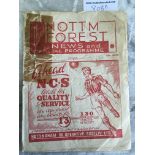 38/39 Nottingham Forest v Sheffield United Football Programme: Dated 27 8 1938 with tape repair to