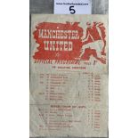 1944/45 Manchester United v Chesterfield Semi Final Football Programme: First leg played at Old